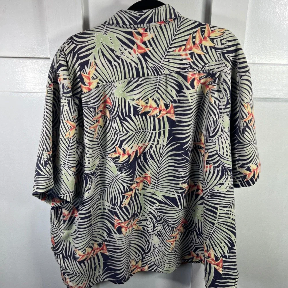Joe Marlin Mens 2XL Tropical Palm Bird of Paradise Rayon Blend Camp Shirt 1486